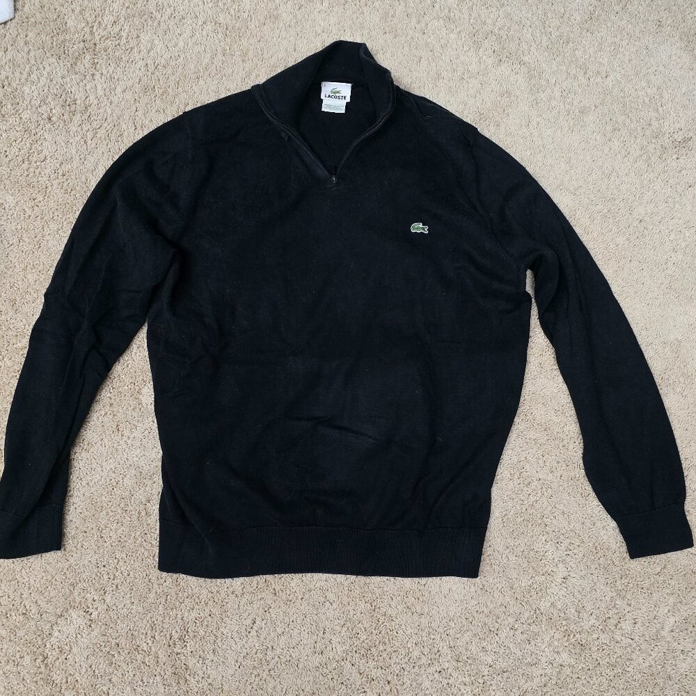 Lacoste zip up sweater, Men's Large,  Black